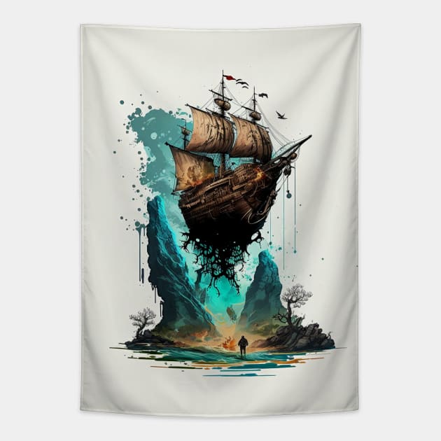 Pirate Ship - the goonies Tapestry by Buff Geeks Art