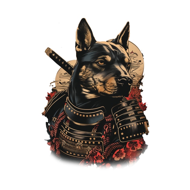 Samurai Pitbull Dog Warrior by Vlaa