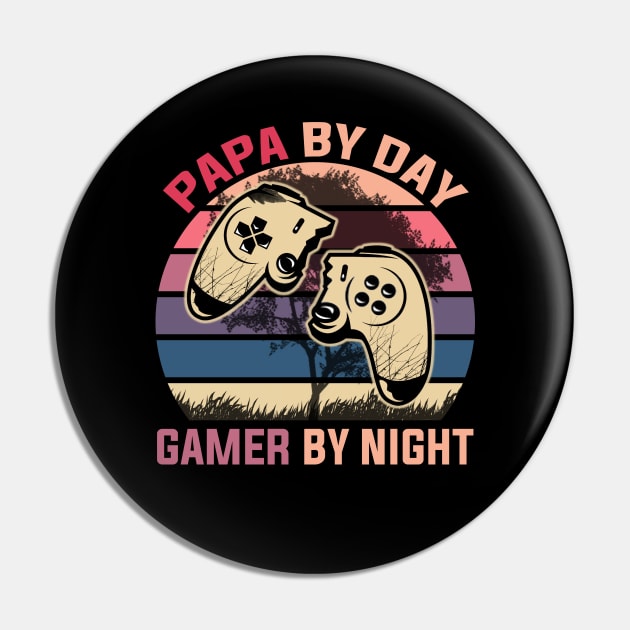 Papa By Day Gamer By Night Pin by DragonTees