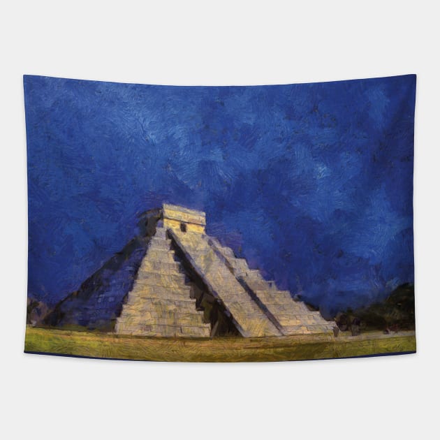 Ancient Mayan Temple Tapestry by Ryan Rad