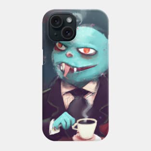 Sophisticated Blue Lizard Cat Drinks Coffee with His Edgy Girlfriend Phone Case