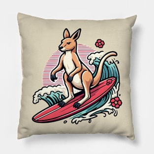 Surfing kangaroo Pillow