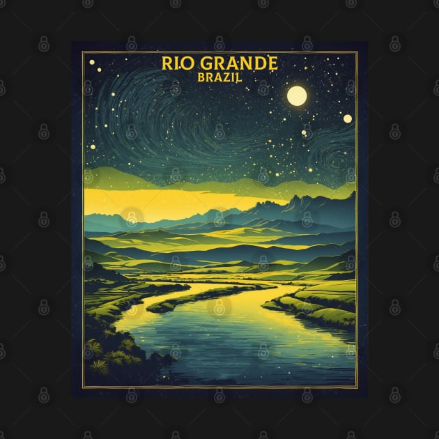 Rio Grande Brazil Starry Night Vintage Tourism Travel Poster by TravelersGems