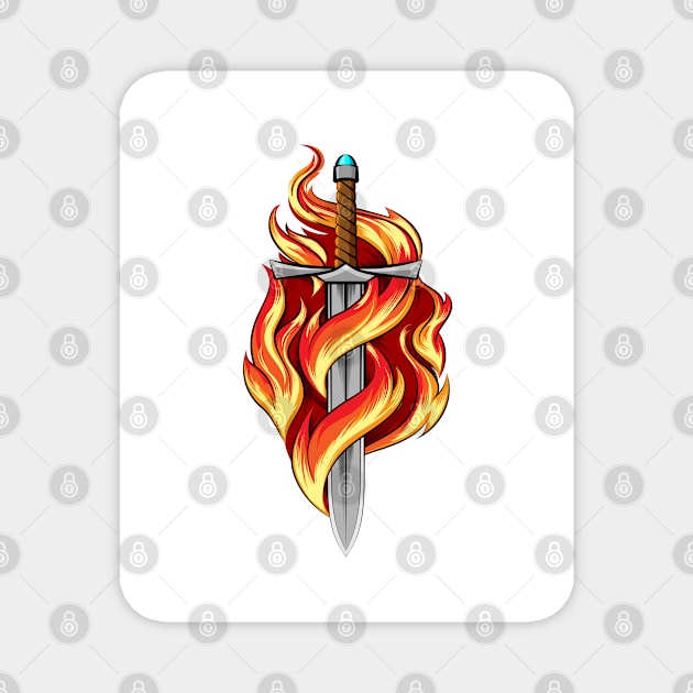 Sword Burning in a Flame Tattoo Magnet by devaleta