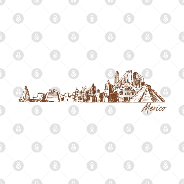 Mexico hand drawn skyline by SerenityByAlex