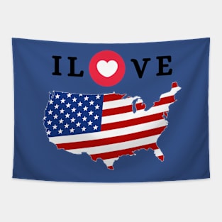 I Love USA America T-Shirt Tapestry