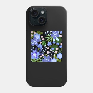 Forget-Me-Not Blooms_Black Background Phone Case