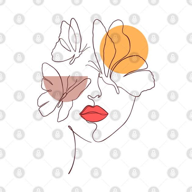 Woman face with butterflies by WarmJuly