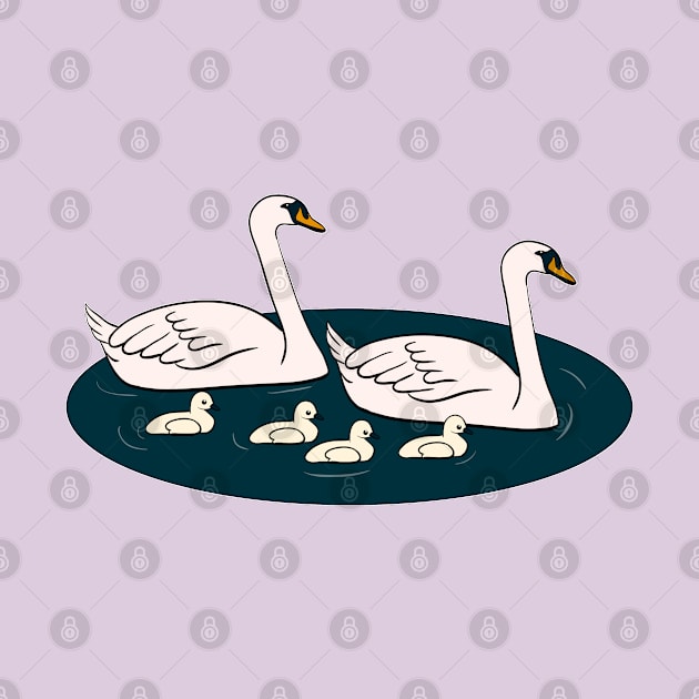 The tightly-knit swan family by FamiLane