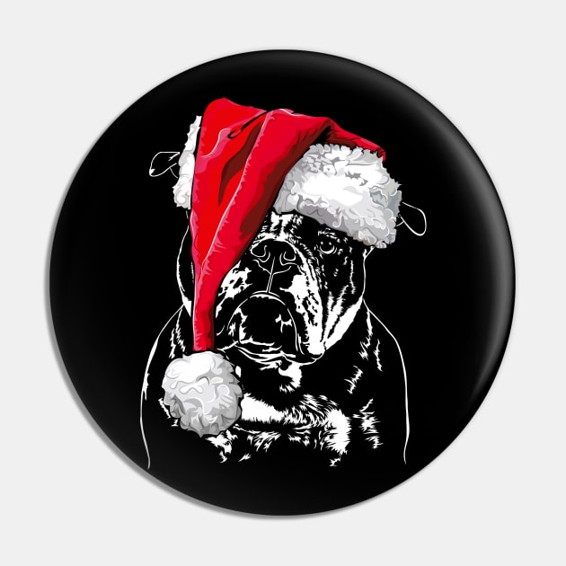 Funny Santa Old English Bulldog Merry Christmas dog Pin by wilsigns