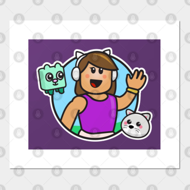 Gamer Girl With Headphones And Pets Roblox Girl Posters And Art Prints Teepublic - girl happy roblox character