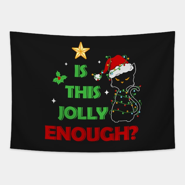 Is this Jolly Enough ? Grumpy Black Cat Tapestry by Bam-the-25th