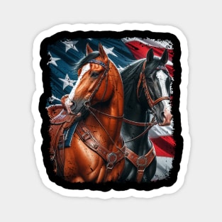 Patriotic Horse American Flag Horseback Riding Western Farm Magnet