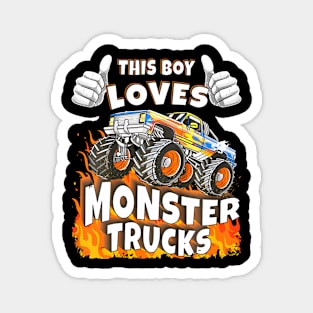 This Boy Loves Monster Trucks Magnet