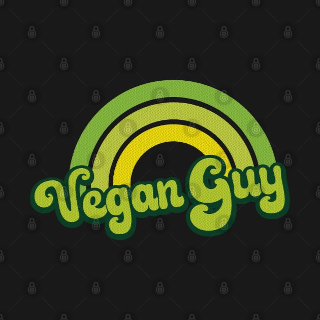 Vegan Guy Retro Rainbow Green by Jitterfly