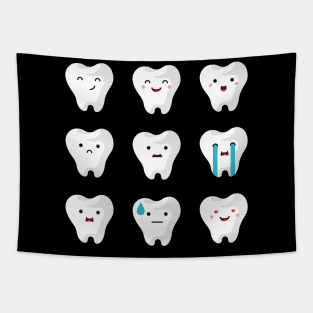 Teeth Emoji - Dental Assistant - Funny Dental Hygienist Gifts - Dentist - Tooth Health - Dentistry T-Shirt Tapestry