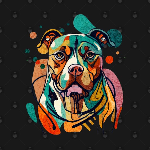 Modern Abstract Pitbull Lineart Color Explosion by Tintedturtles