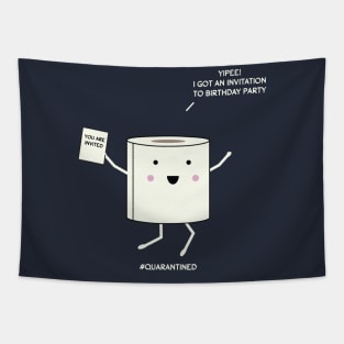 Yipee I got an invitation to birthday party - white text Tapestry