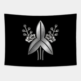 Fukushima Clan Kamon Silver Chrome Tapestry