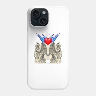 Holy heart with crying angels Phone Case