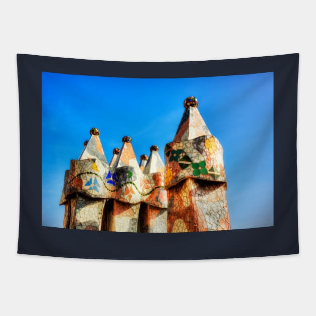 Casa Batllo Chimneys Barcelona Tapestry by tommysphotos