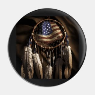 American Flag and Dream Catcher Art Pin