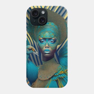 [AI Art] Queen of Peacocks, Optical Art Style Phone Case