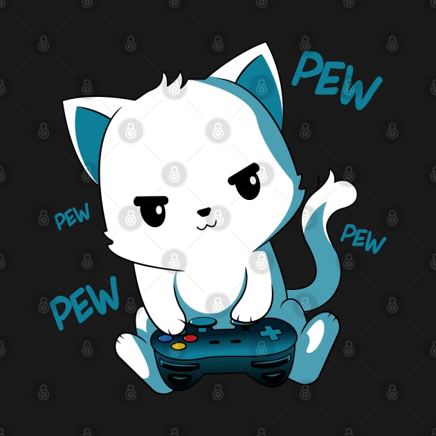 Gamer Cute Cat Kawaii Kitten Gaming Video Games by Graphic Monster