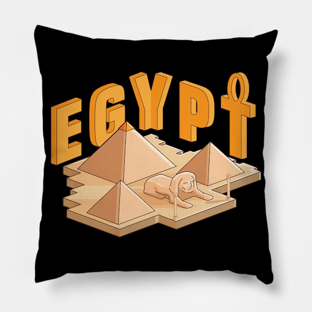 Egypt Pyramids Pillow by KAWAIITEE