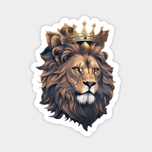 lion wearing a crown , the king of the jungle Magnet