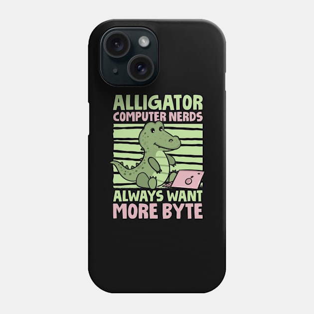 Funny Alligator Lover and Computer Nerd Kids Crocodile Phone Case by Riffize