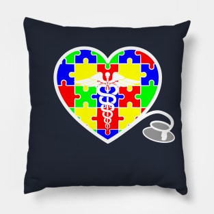 Autism Awareness Nurse Heart Pillow