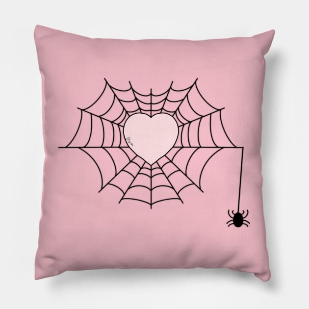 Spider Web Heart Pillow by AlienClownThings