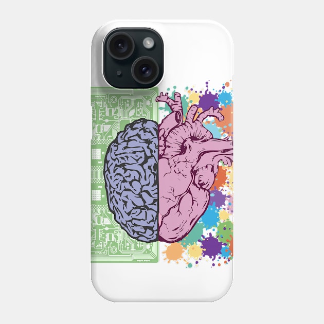 Brain and Heart Phone Case by HappyTrend