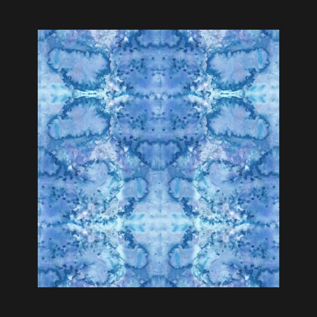 Shades of Blue Liquid Paint - Watercolor Rain Painting Mirror Pattern by GenAumonier