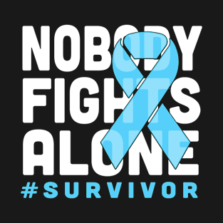 Nobody Fights Alone Light Blue Ribbon Prostate Cancer Survivor T-Shirt