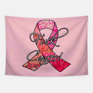 Fuck Cancer Retro Breast Cancer Awareness Ribbon Tapestry