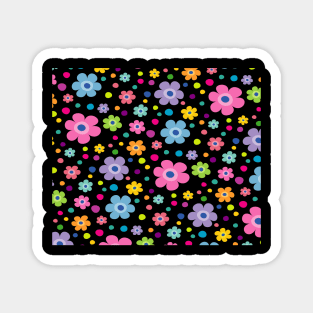 Colorful Hippy Flower Spring Pattern Magnet