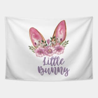 Little Bunny - Easter Bunny Ears with Purple Flowers Tapestry