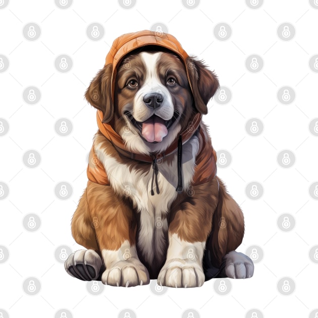 Winter St Bernard Dog by Chromatic Fusion Studio