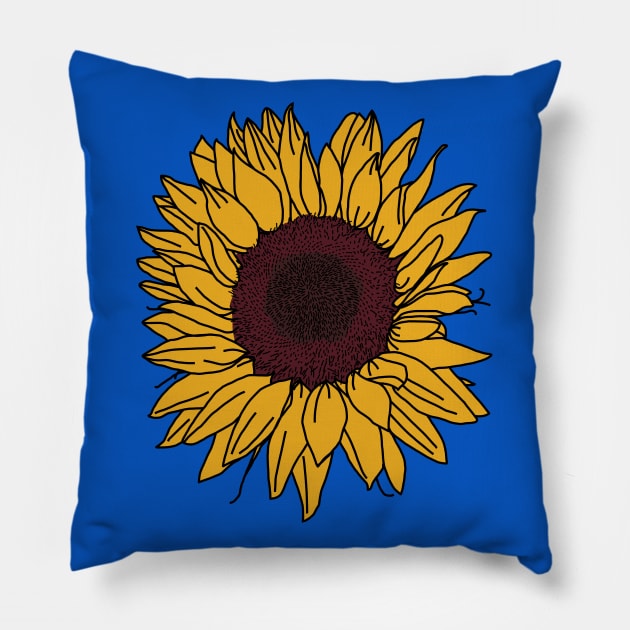 Sun Flower Line Drawing Pillow by ellenhenryart