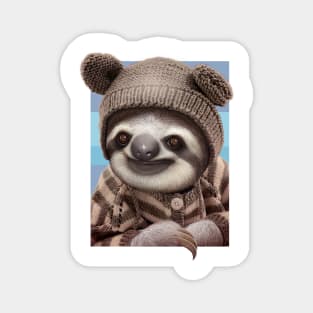 baby sloth wearing sweater Magnet