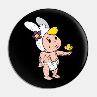 Retro Vintage Grunge Easter Bunny Pin