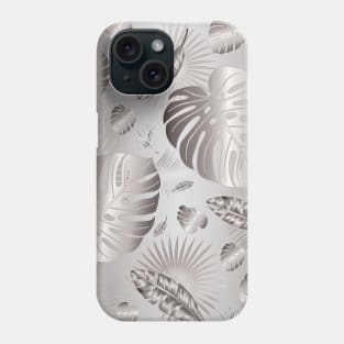 Silver Metallic Tropical Leaves Phone Case