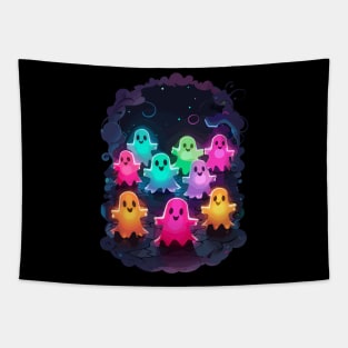 Colorful Funny Ghost Collage Design Tapestry