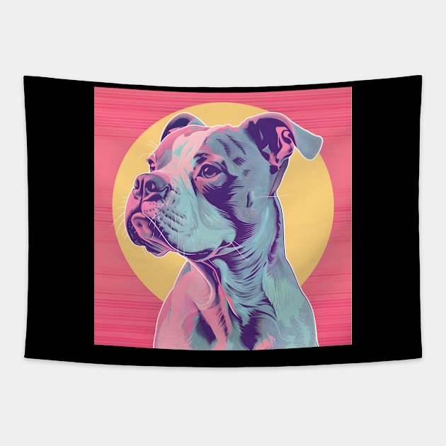 Retro American Staffordshire Terrier: Pastel Pup Revival Tapestry by NatashaCuteShop