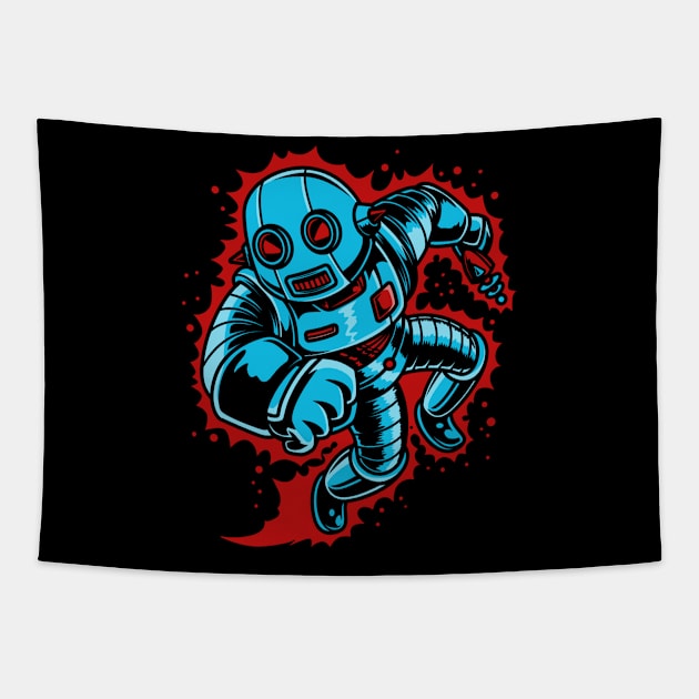 Sci Fi Robot Hero Astronaut Tapestry by Carley Creative Designs