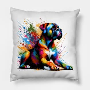 Vibrant Splashed Paint Perro de Presa Canario Art Pillow