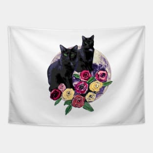 Black Cats Steal Hearts Tapestry