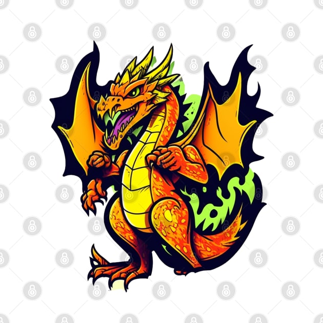 Cartoon fire dragon by Stickermagician